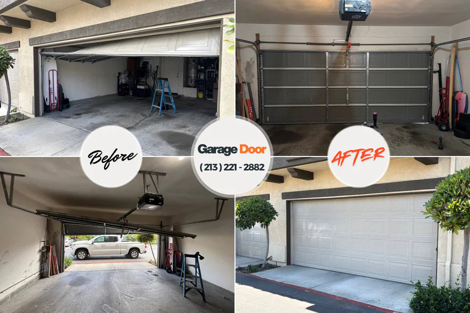 Before and after: garage door repair North Branch, MN
